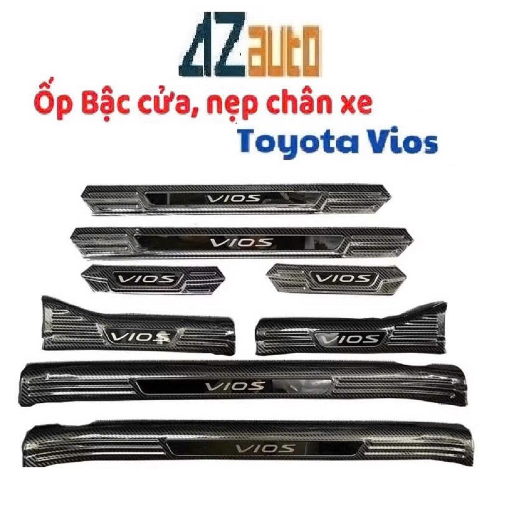 Ốp bậc cửa, nẹp bước chân xe Toyota vios 2019-2026 Vân carbon hàng cao cấp