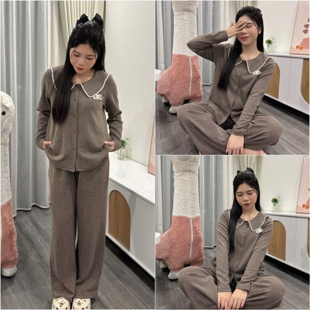 2026. [PIJAMA GẮN TAG] Sét chất len lông thỏ áo dài tay+ quần suông dài. Đủ size SMLXL 40kg- 70kg