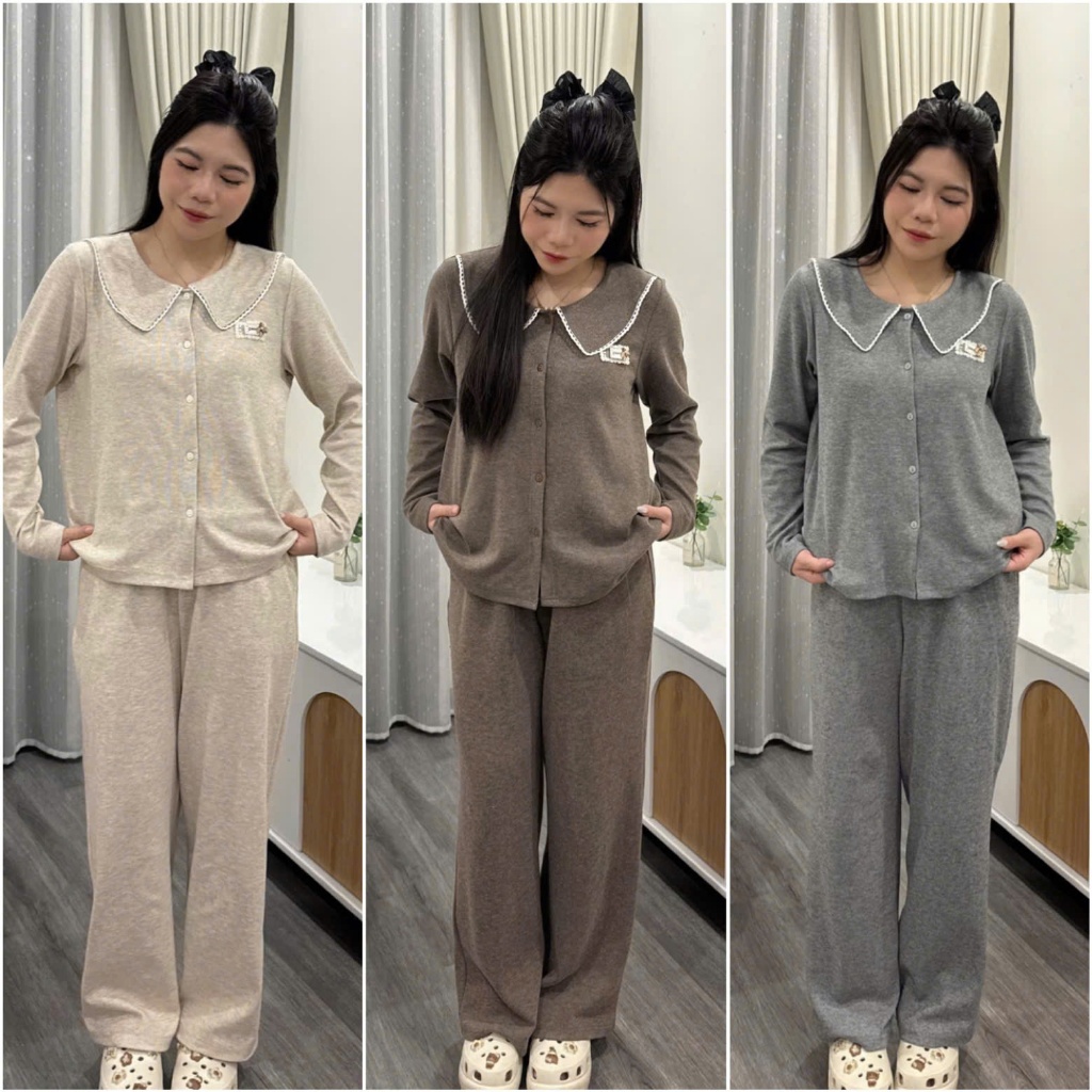 2026. [PIJAMA GẮN TAG] Sét chất len lông thỏ áo dài tay+ quần suông dài. Đủ size SMLXL 40kg- 70kg