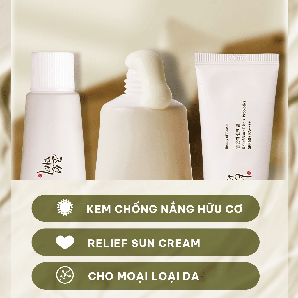 Kem chống nắng cám gạo Beauty Of Joseon Relief Sun: Rice + Probiotics /Aqua-Fresh: Rice + B5 SPF50+ PA++++ 50ml