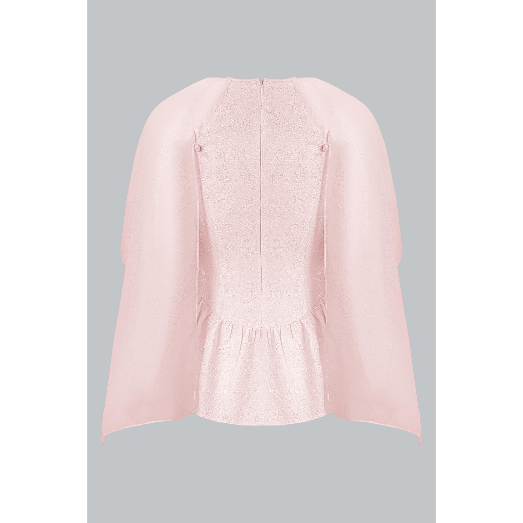 Áo Yếm Nhún Chân Đuôi Cá 2T50.2510, Áo Peplum Phối Cape Xuyên Thấu, Ôm Eo Xoè Hông Sang Trọng Thời Thượng Design By JM
