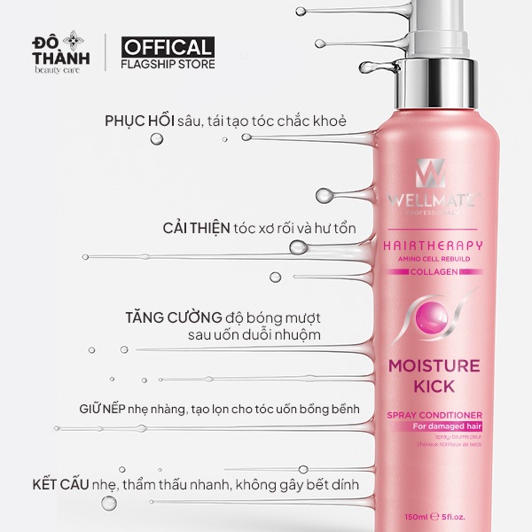 Xịt dưỡng tóc Vitamin Wellmate phục hồi độ bóng mượt bảo vệ tóc khỏi nhiệt hương thơm dễ chịu 150ml