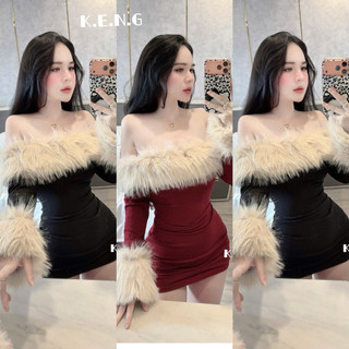 Đầm body len lông dáng ngắn mặc lên xinh lắm luôn