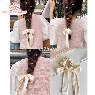 Buộc tóc nơ scrunchies nơ lụa đáng yêu nữ tính Chồi accessories - Y071