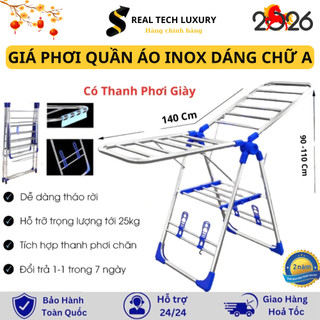Giá Phơi Quần Áo Chữ A Kiểu Dáng Hàn Quốc Cao Cấp  Kèm Kệ Phơi Giày , Giàn Phơi Quần Áo Ngoài Trời