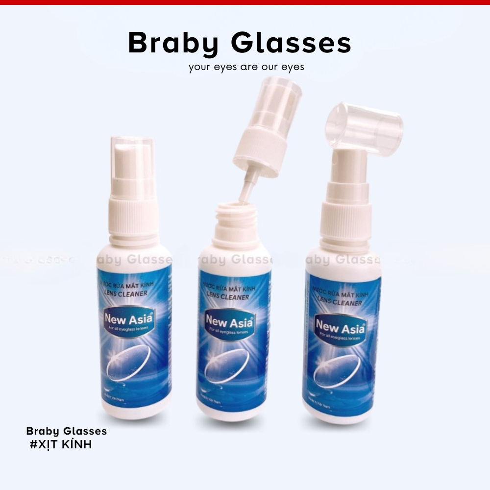 Nước xịt rửa mắt kính Combo 2 chai Braby chuyên dụng làm sạch chống bụi 60ml PK02