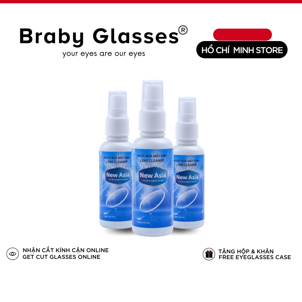 Nước xịt rửa mắt kính Combo 2 chai Braby chuyên dụng làm sạch chống bụi 60ml PK02