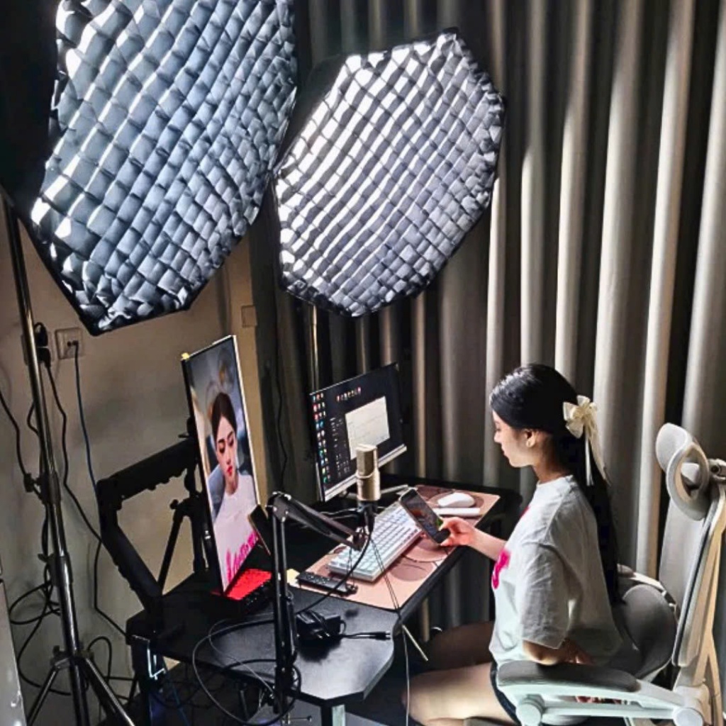 HỎA TỐC HN - Softbox Parabolic tổ ong hình bát giác chân 2m8 trợ sáng chụp ảnh sản phẩm, beauty, make