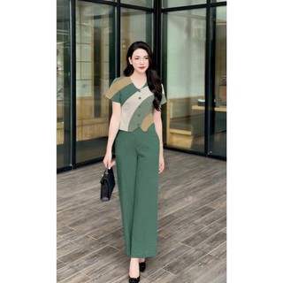 Bộ Quần Áo Nữ Ngắn Tay Quần Dài Suông – Vải Đũi Mềm Mát, Thoáng Khí,  Form Thanh Lịch Sang Trọng Dễ Mặc (AT10)