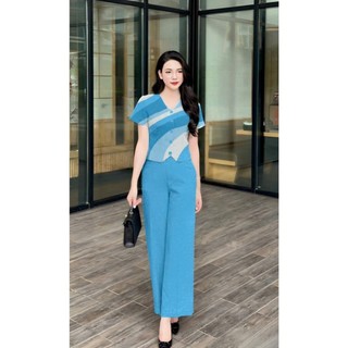 Bộ Quần Áo Nữ Ngắn Tay Quần Dài Suông – Vải Đũi Mềm Mát, Thoáng Khí,  Form Thanh Lịch Sang Trọng Dễ Mặc (AT10)