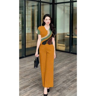 Bộ Quần Áo Nữ Ngắn Tay Quần Dài Suông – Vải Đũi Mềm Mát, Thoáng Khí,  Form Thanh Lịch Sang Trọng Dễ Mặc (AT10)