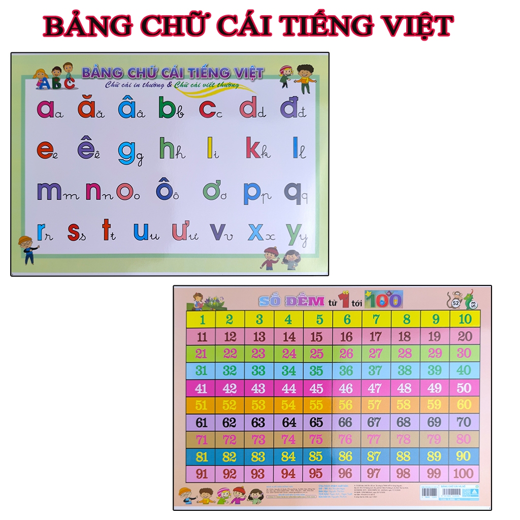 Sách Bảng Chữ Cái Tiếng Việt Và Số Đếm Từ 1 Đến 100 Cho Bé Học Chữ Và Làm Quen Với Số