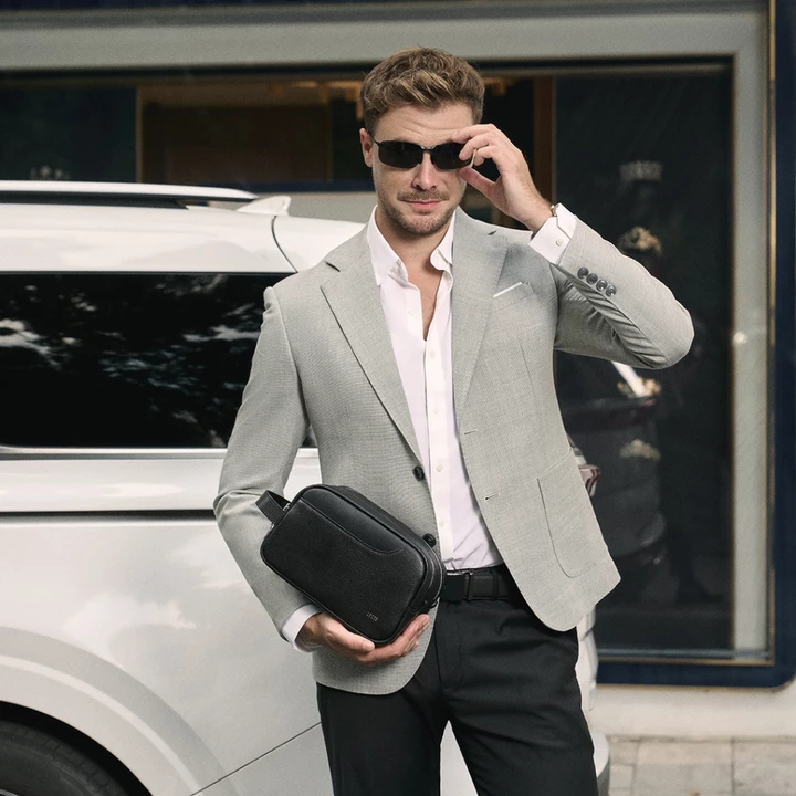 Túi Clutch Nam LECOS LC17 Da Bò Thật Phom Cứng Cáp May Tay Tỉ Mỉ