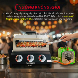Bếp Nướng Gas Không Khói GRC-433VC/VKX - Bếp 3 Họng Lửa - Các Đầu Đồt Bật Tắt Linh Hoạt Tiết Kiệm Gas - Nướng Nhanh