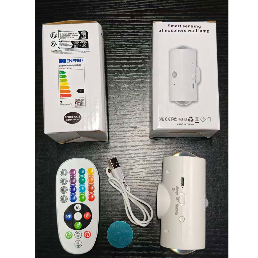 Quà（Đèn cảm biến chuyển động） 16 Màu RGB--Đèn Ngủ Cảm Biến Chuyển Động Thông Minh–Đèn Tường Sạc USB, Đèn Phòng Ngủ Tự Đ