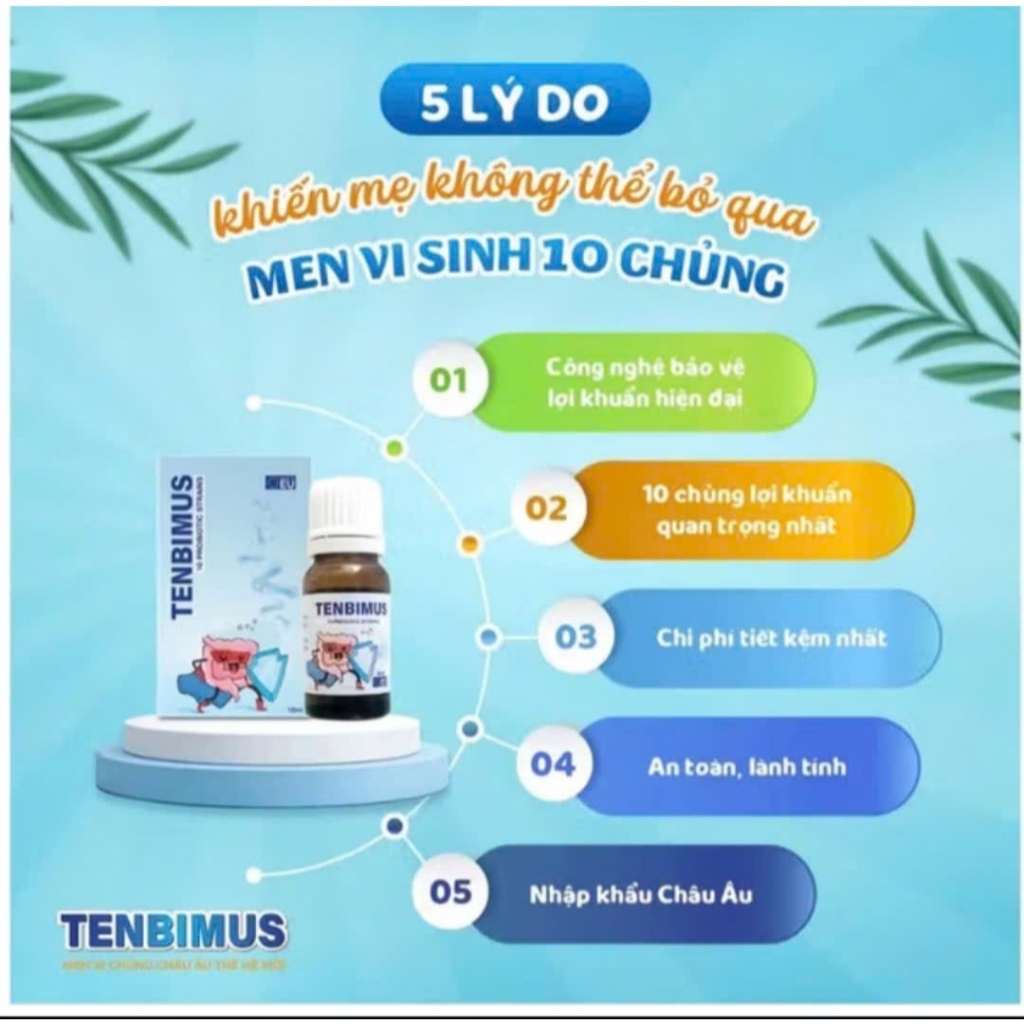 Men vi sinh 10 chủng Tenbimus bổ sung lợi khuẩn hệ tiêu hoá, giảm táo bón bé từ sơ sinh chai 10ml Chang baby store