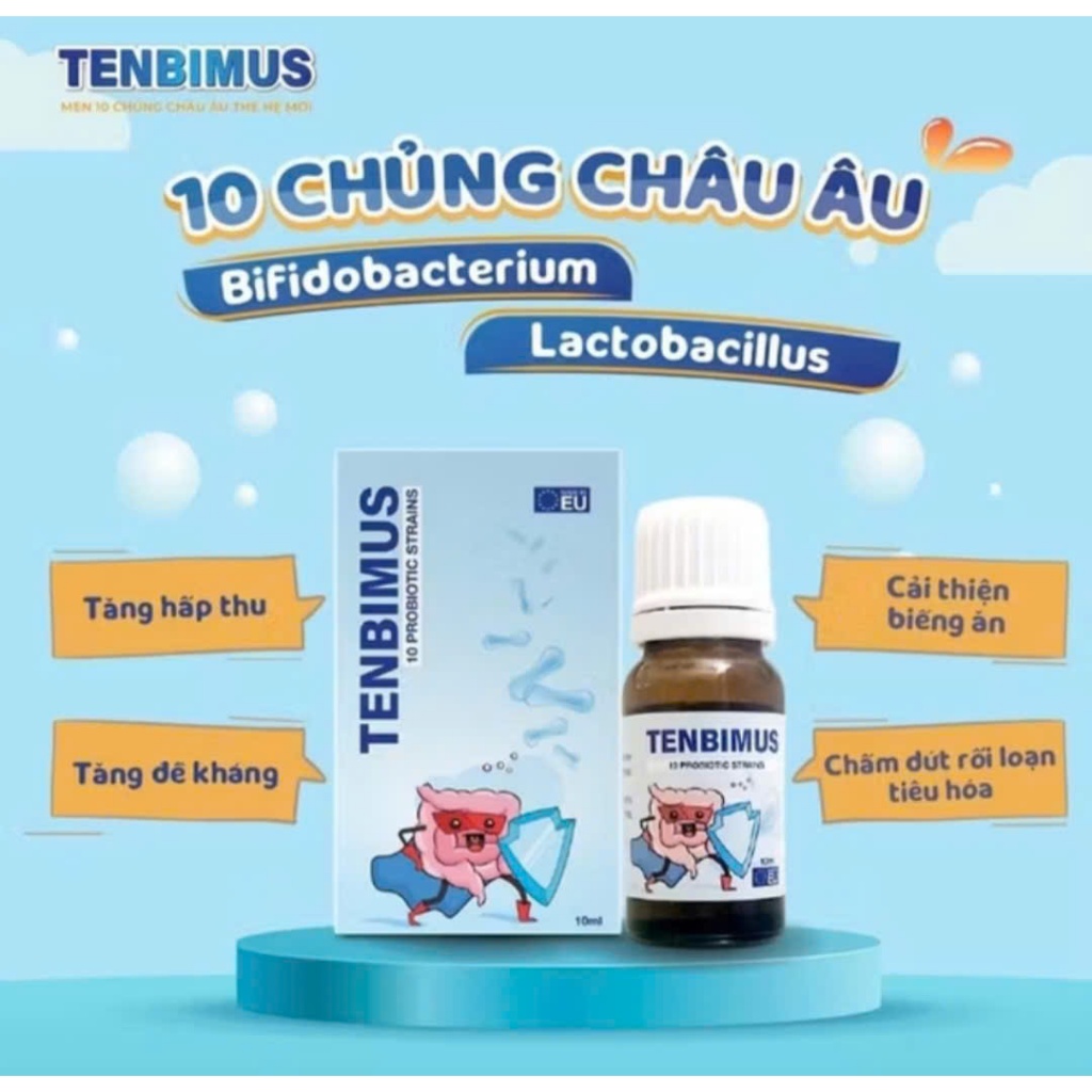 Men vi sinh 10 chủng Tenbimus bổ sung lợi khuẩn hệ tiêu hoá, giảm táo bón bé từ sơ sinh chai 10ml Chang baby store