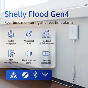 Shelly Flood Gen4 Cảm Biến Ngập & Rò Nước Wi-Fi + Zigbee + BLE Báo Động Real-time & Push Notification IP44