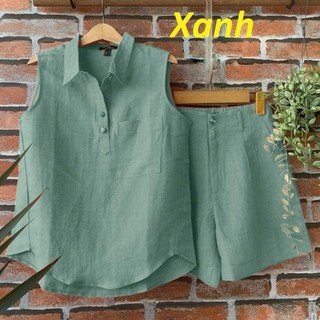 Set Thô Đũi Mềm Áo Ba Lỗ Cổ Bẻ Kèm Quần Đùi – Đồ Mặc Nhà Nữ Mát Mịn, Rộng Rãi, Thoải Mái, Form Đẹp - Anh Thư Shop (AT36)