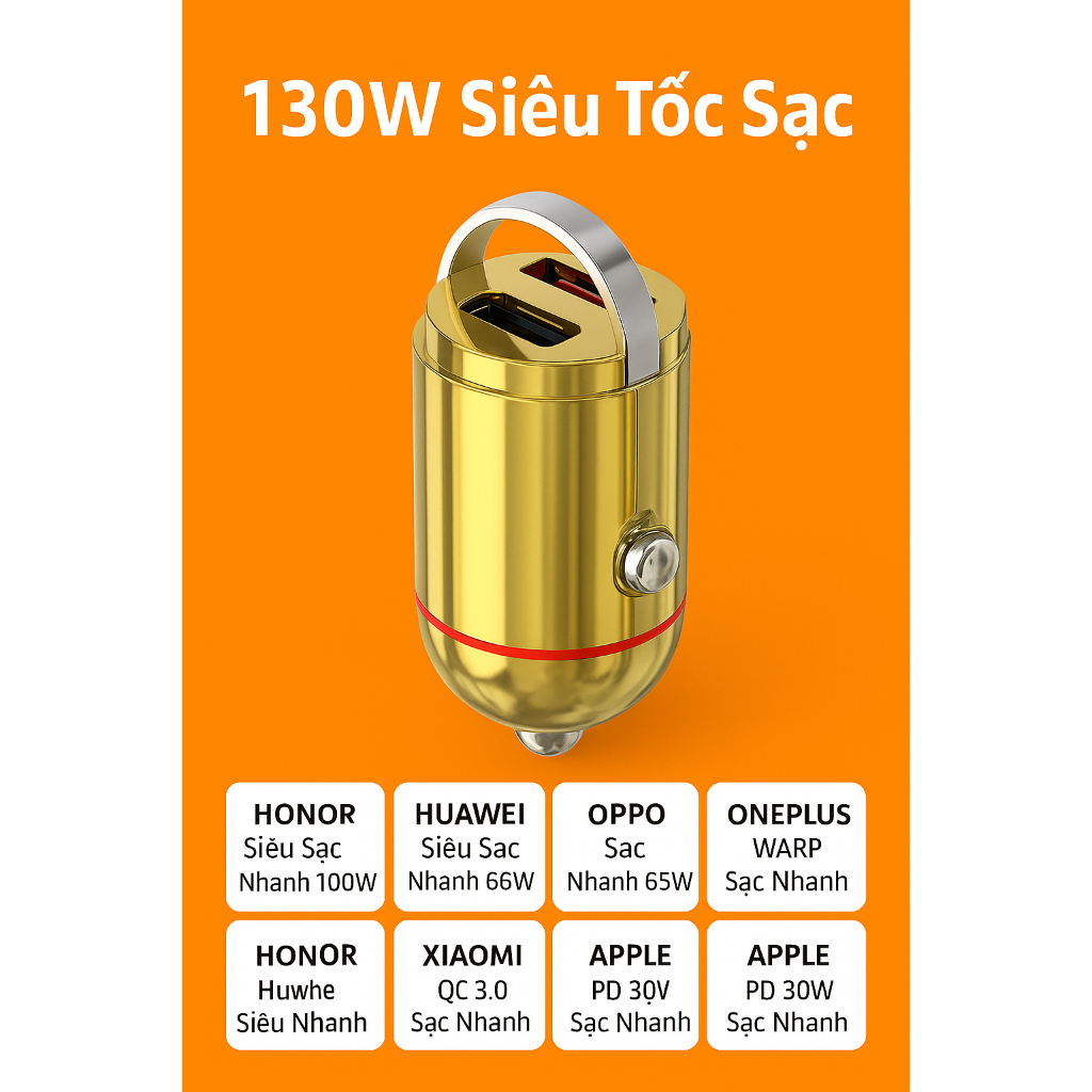 Tẩu sạc nhanh ô tô Tàng hình Công suất tối đa 100W hỗ trợ sạch nhanh thiết kế chìm sang trọng bảo hành 12 tháng