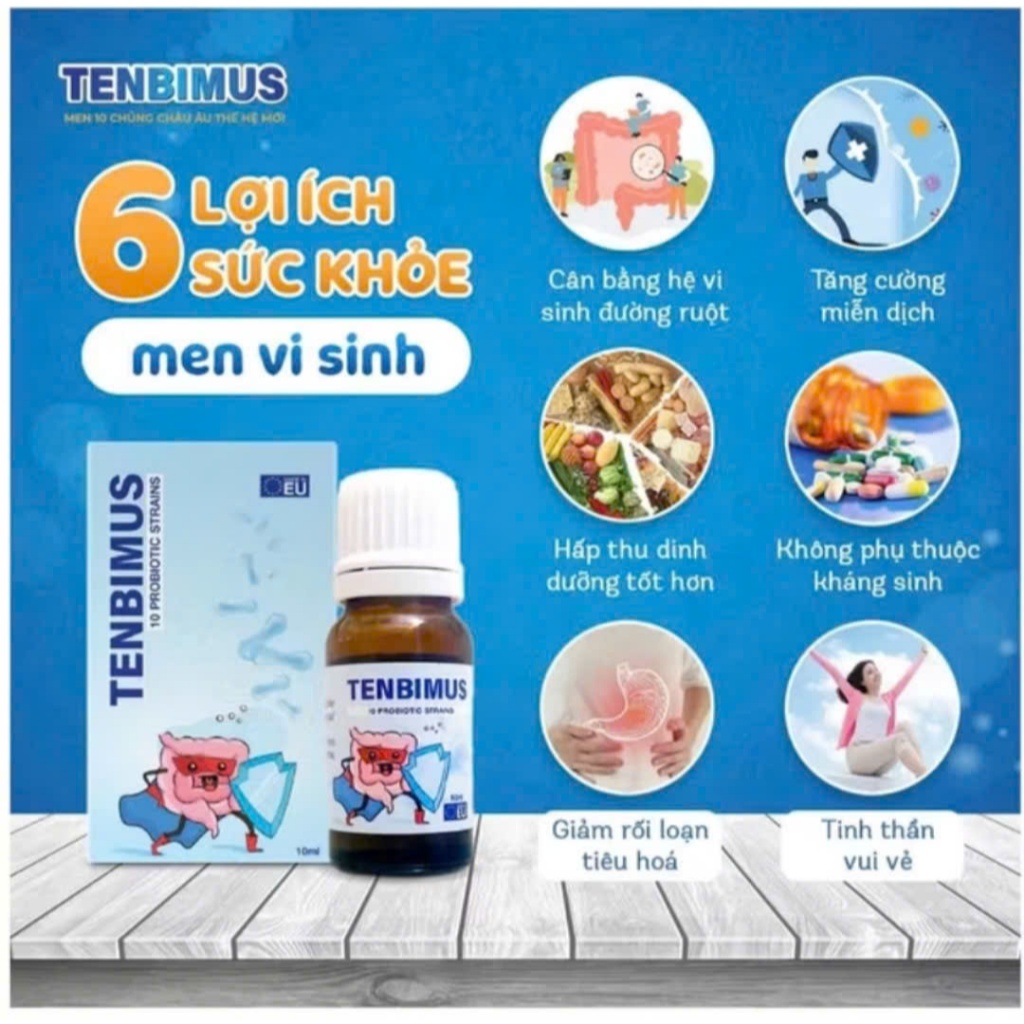 Men vi sinh 10 chủng Tenbimus bổ sung lợi khuẩn hệ tiêu hoá, giảm táo bón bé từ sơ sinh chai 10ml Chang baby store