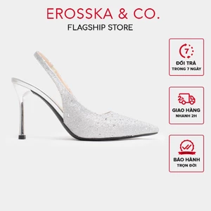 Erosska - Cao gót Blaite Crytal Slingback đính đá kiểu dáng thanh lịch sang trọng cao 9cm màu bạc - EH075
