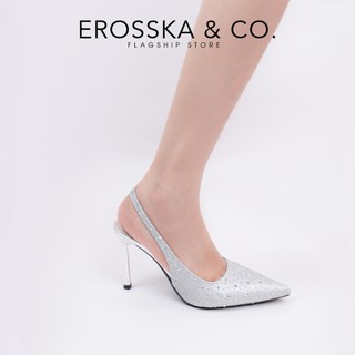 Erosska - Cao gót Blaite Crytal Slingback  đính đá kiểu dáng thanh lịch sang trọng cao 9cm màu bạc - EH075