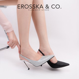 Erosska - Cao gót Blaite Crytal Slingback  đính đá kiểu dáng thanh lịch sang trọng cao 9cm màu bạc - EH075
