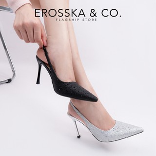 Erosska - Cao gót Blaite Crytal Slingback  đính đá kiểu dáng thanh lịch sang trọng cao 9cm màu bạc - EH075