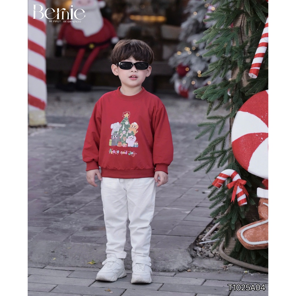 Áo noel dài tay SCE, Áo Sweater nỉ da cá in hình giáng sinh nổi bật dành cho bé trai bé trai 9-28kg