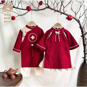 Áo dài đôi cho bé trai bé gái sz 8-30kg, áo dài cho bé chất nhung chéo mềm,bé gái kèm chân váy