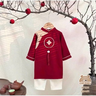 Áo dài đôi cho bé trai bé gái sz 8-30kg, áo dài cho bé chất nhung chéo mềm,bé gái kèm chân váy