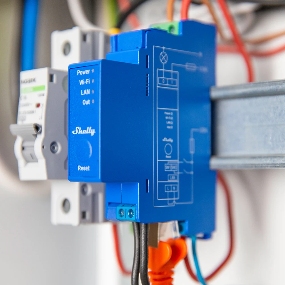 Shelly Pro 1 Công Tắc Thông Minh 1 Kênh DIN-Rail 16A Wi-Fi / LAN / Bluetooth Điều Khiển Đèn / Máy / Máy Bơm