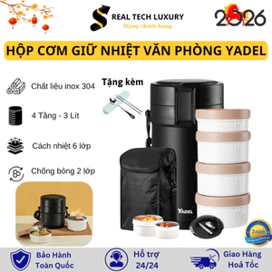 Hộp Cơm Giữ nhiệt YADEL Chất liệu inox 304, Tặng Đũa Thìa Inox Giữ Nhiệt Tới 8h, Cách Nhiệt 6 Lớp