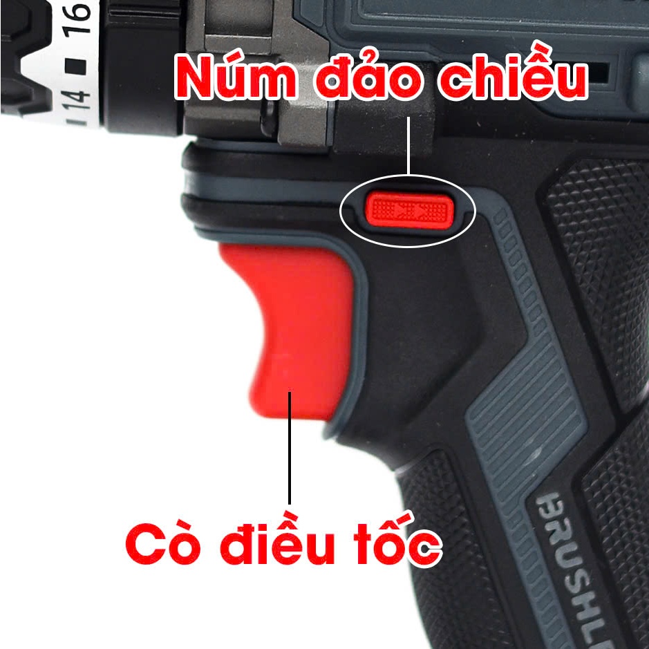 Máy khoan pin WORKFIX WF-ID160AK  Anti-kickback, Lực siết 160Nm, Không chổi than, 13mm Có khoá trục