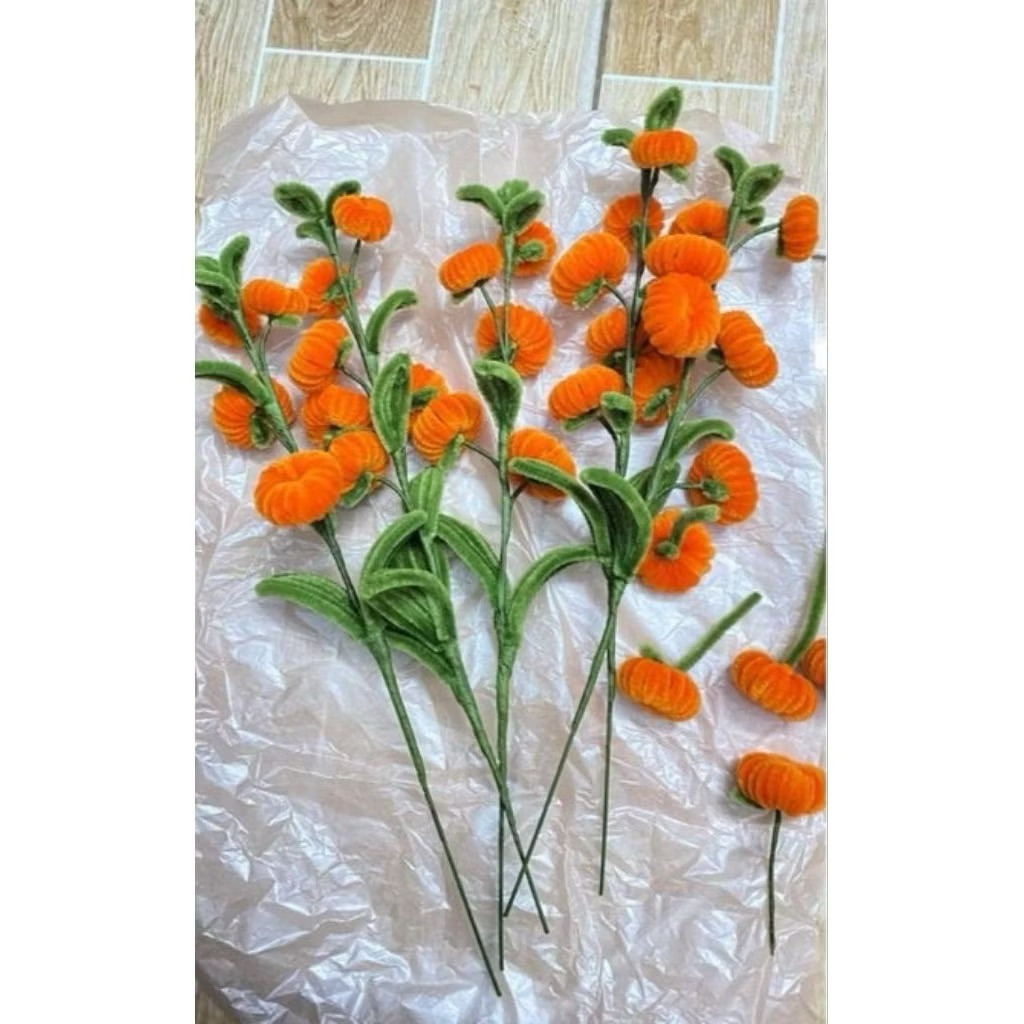 Trái/ quả quýt kẽm nhung làm sẵn - decor trang trí Tết