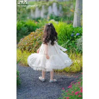 [B&G] Đầm váy voan ánh kim Dáng váy bồng bềnh Cổ bèo dễ thương, thiết kế chuẩn công chúa cho bé gái