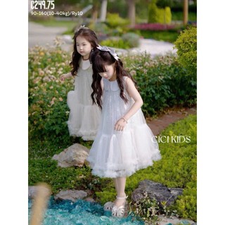 [B&G] Đầm váy voan ánh kim Dáng váy bồng bềnh Cổ bèo dễ thương, thiết kế chuẩn công chúa cho bé gái