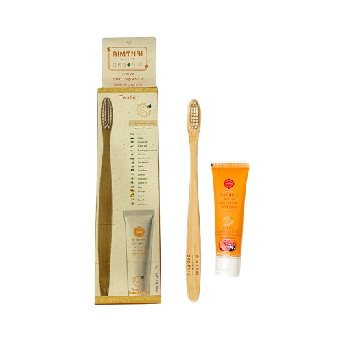 Combo AimThai Travel Kit – Kem đánh răng thảo dược 20g & Bàn chải tre – Gọn nhẹ mang đi du lịch