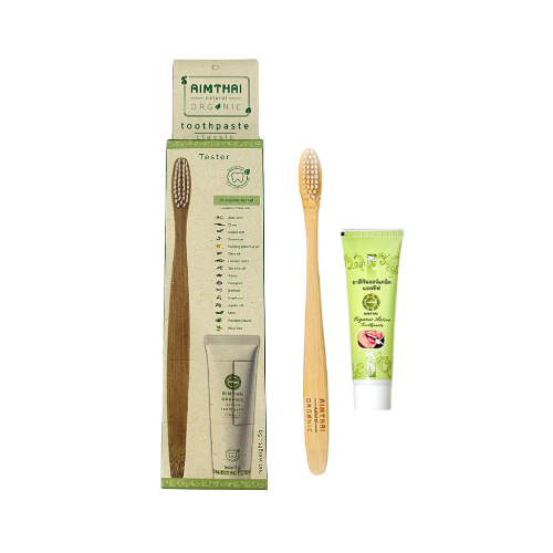 Combo AimThai Travel Kit – Kem đánh răng thảo dược 20g & Bàn chải tre – Gọn nhẹ mang đi du lịch