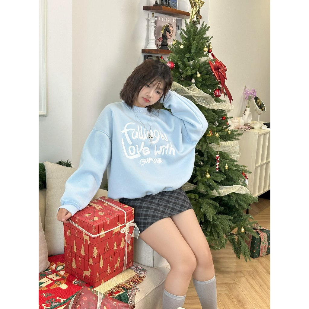 [BST TẾT] Áo Sweater Nỉ Dày Form Boxy Tay Phồng Thêu Xù Unisex Local Brand GUPO - SWT02 | BigBuy360 - bigbuy360.vn
