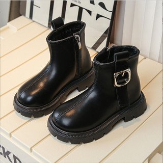 Sz 26-37 Mới Bốt Da Trơn Không Lót Lông Mix Cổ Chữ V Cho Bé Gái K072
