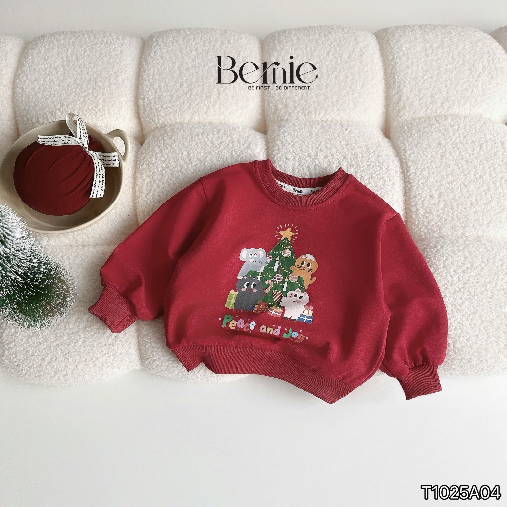 Áo noel dài tay SCE, Áo Sweater nỉ da cá in hình giáng sinh nổi bật dành cho bé trai bé trai 9-28kg