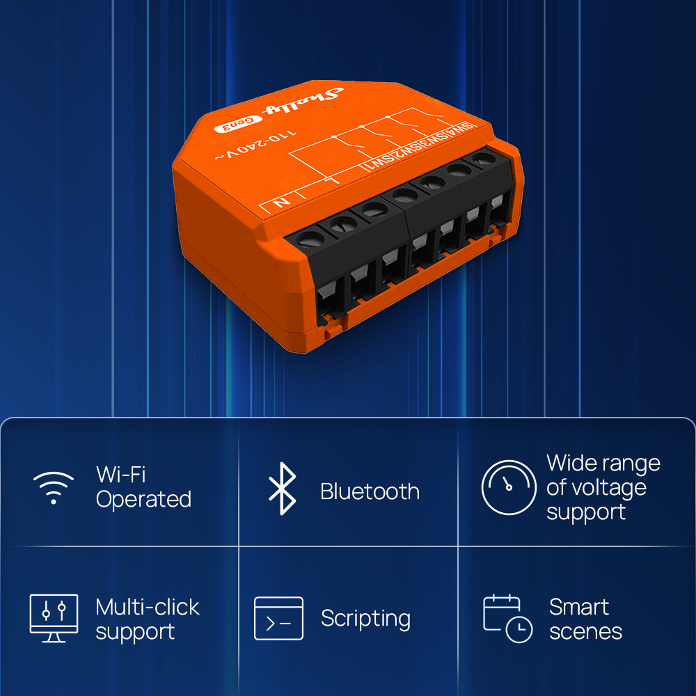 Shelly i4 Gen3 Bộ Cảm Ứng 4 Ngõ vào Thông Minh Wi-Fi + BLE Điều Khiển Scene & Tự Động Hóa Nhà Thông Minh