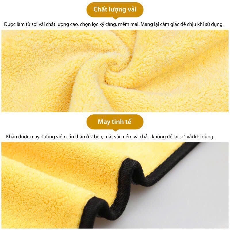 Khăn lau siêu thấm hút 💎FREESHIP💎 màu vàng 2 lớp cao cấp siêu sạch siêu thấm hút  [Chuyên sỉ]