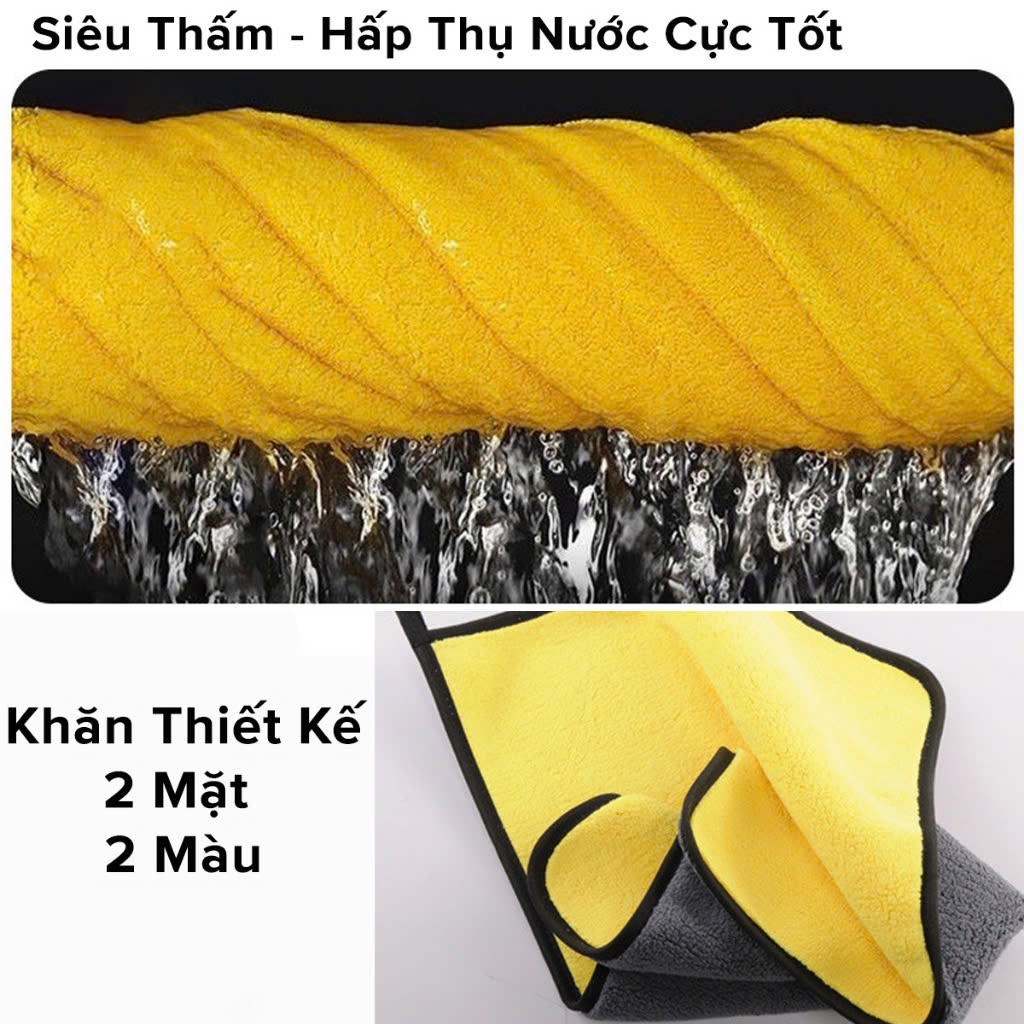 Khăn lau siêu thấm hút 💎FREESHIP💎 màu vàng 2 lớp cao cấp siêu sạch siêu thấm hút  [Chuyên sỉ]