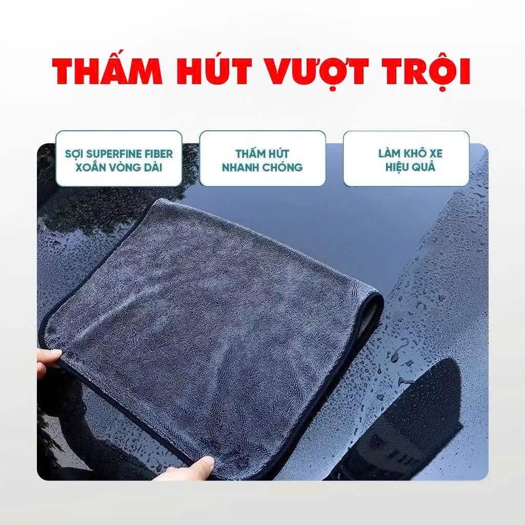 Khăn lau ô tô Superfine Fiber cao cấp, khăn lau xe máy khăn lau nhà bếp đa năng mềm mịn siêu thấm hút
