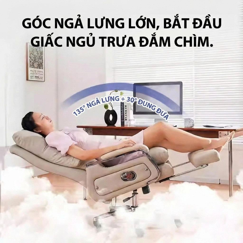 Ghế chủ tịch massage 7 điểm Pehouse V35 bọc da chống thấm chống xước đệm dày 35cm bảo hành 2 năm