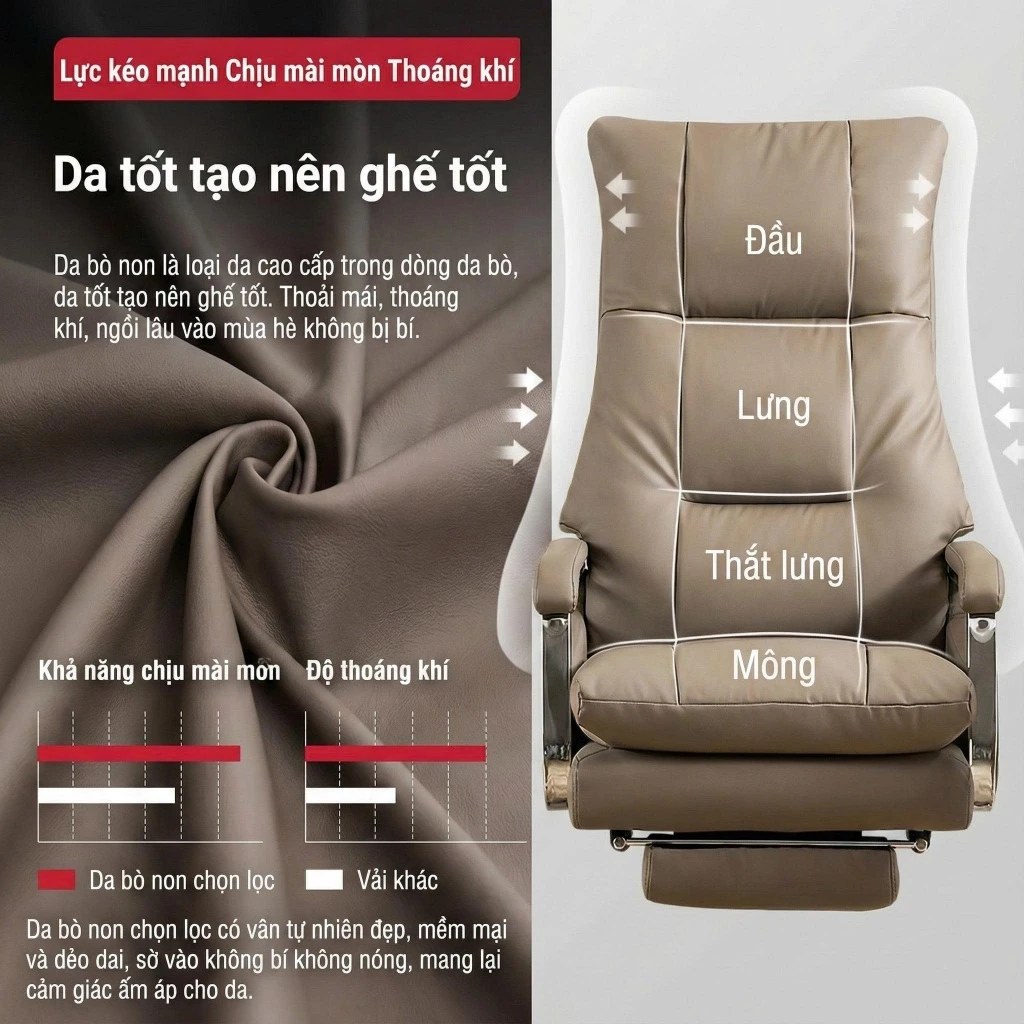 Ghế chủ tịch massage 7 điểm Pehouse V35 bọc da chống thấm chống xước đệm dày 35cm bảo hành 2 năm