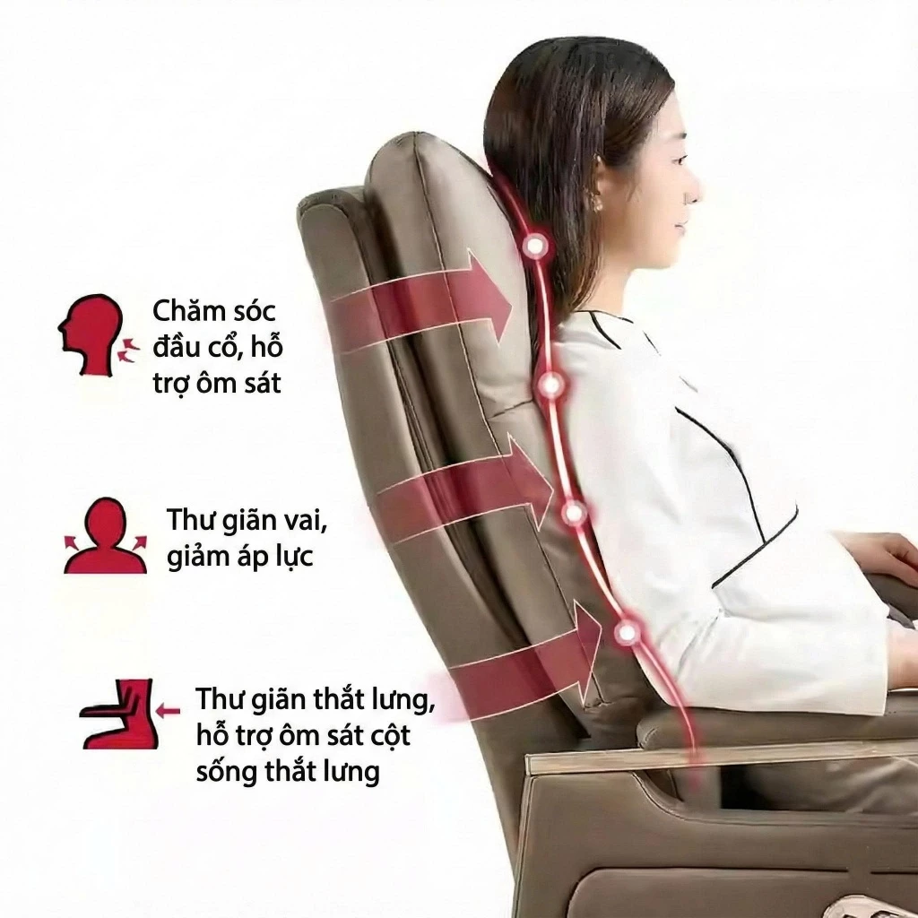 Ghế chủ tịch massage 7 điểm Pehouse V35 bọc da chống thấm chống xước đệm dày 35cm bảo hành 2 năm